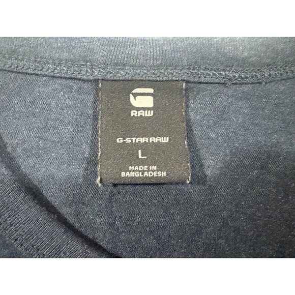 G Star Raw T Shirt Rodis RT Blue Logo Slim Fit Short Sleeve Crew Top Mens Sz L - Picture 6 of 11